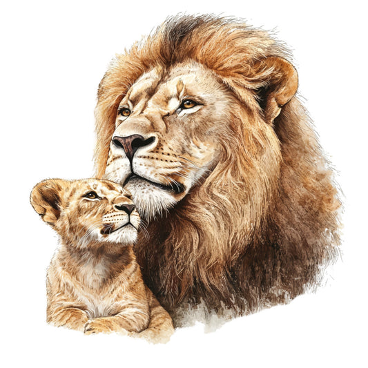 Watercolor Lion Fabric Panel 11
