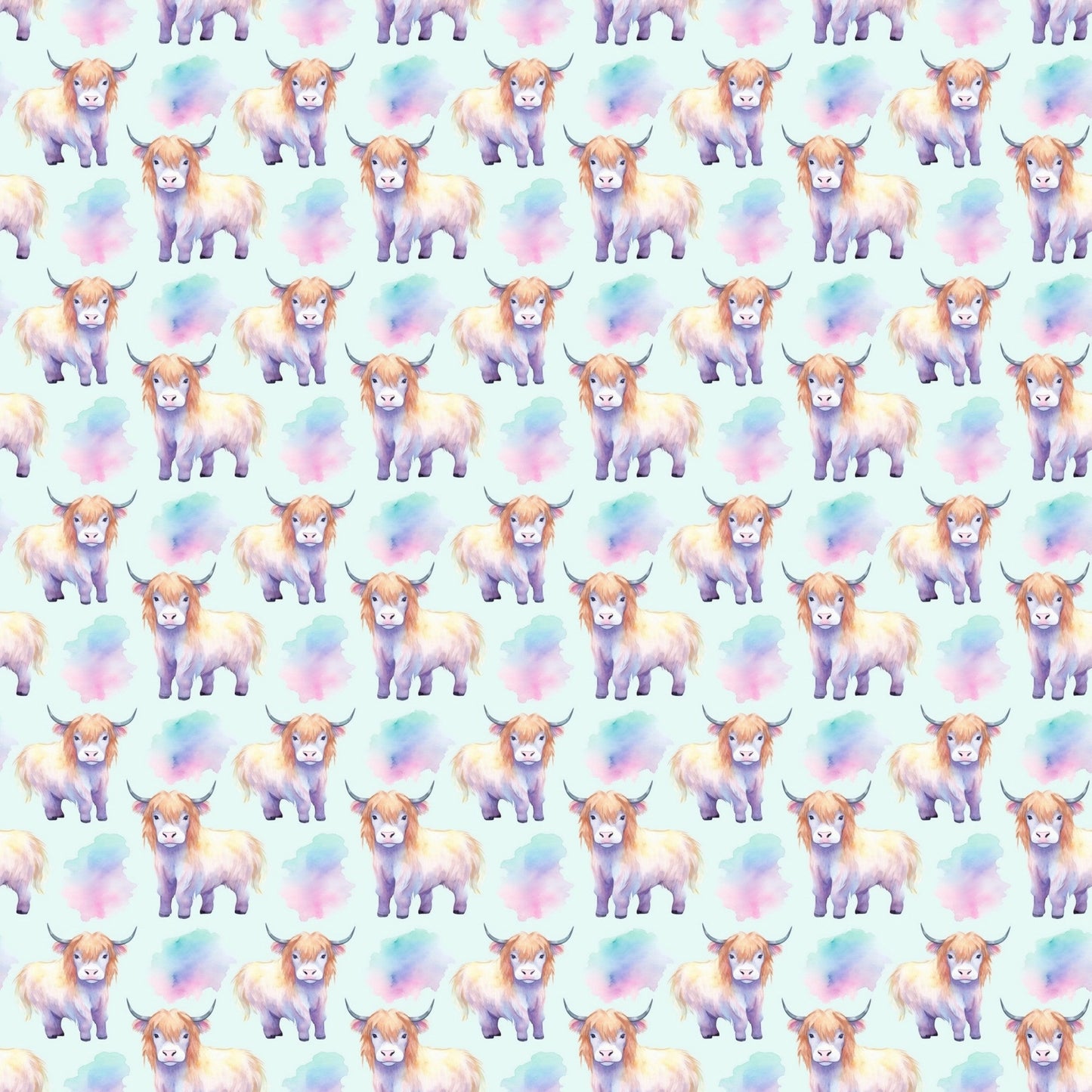 Funky Highland Cows Pattern 6 Quilting Cotton Fabric