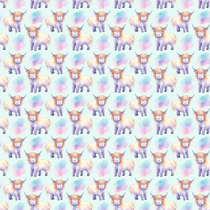 Funky Highland Cows Pattern 6 Quilting Cotton Fabric