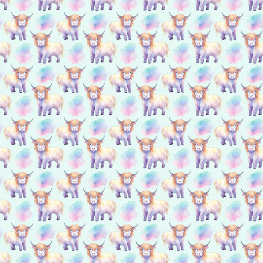Funky Highland Cows Pattern 6 Quilting Cotton Fabric