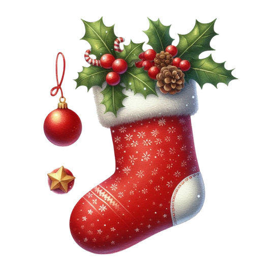 Christmas Stocking Scene Fabric Panel 23