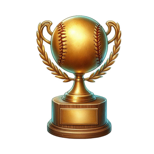 baseball trophy, gold baseball, sports trophy, golden ball, athletic award, competition trophy, championship, bronze base, wooden base, laurel wreath, victory trophy, team sports, baseball themed, gold metallic, bronze tones, tan wood, sports achievement, winning, awards, honor, excellence, competitive sports, baseball fan, sports memorabilia, achievement themed, victory design, elegant trophy, ornate handles, traditional style, masculine themed