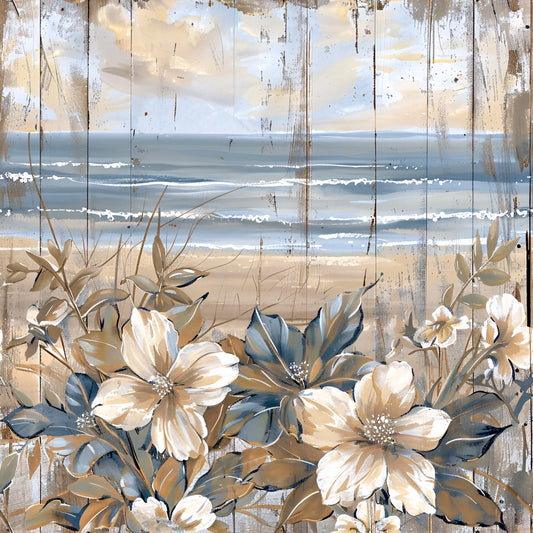 Floral Beach Scenes Fabric Panel 16