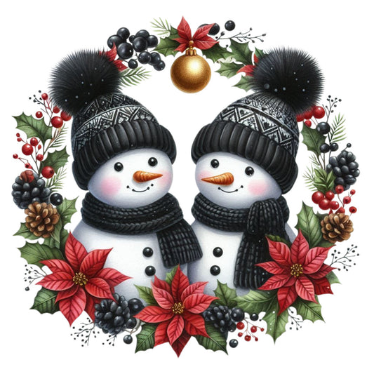 Black Hat Snowmen Fabric Panel 25