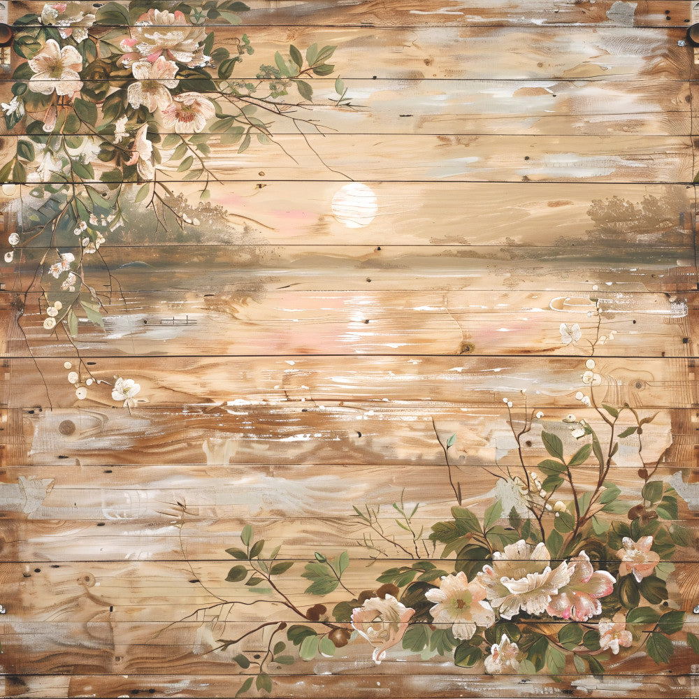 Lake on Rustic Wood Fabric Panel 10