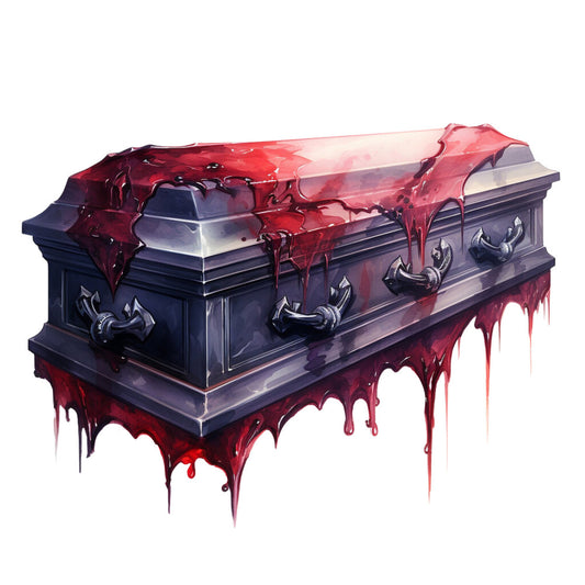 dark purple, deep red, blood red, crimson, burgundy, navy blue, gothic, horror, dark fantasy, coffin, macabre, spooky, halloween, dramatic, ornate, metallic silver, dripping, gory, vampire, witchy, dark academia, edgy, moody, elegant gothic, haunting, decorative handles, alternative fashion, dark romantic