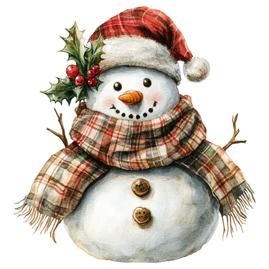 Watercolor Christmas Snowman Fabric Panel 31