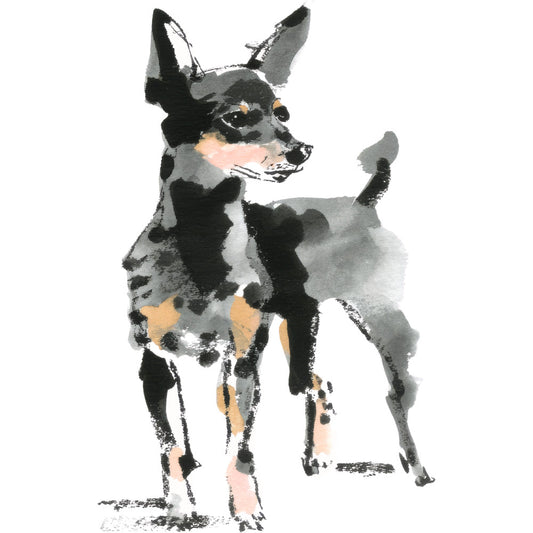 Handdrawn Doodle Dog Fabric Panel 48