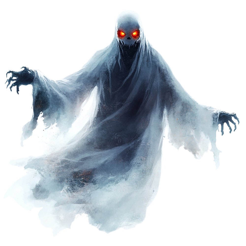 ghost, specter, supernatural, haunted, spooky, halloween, ice blue, gray, white, misty, ethereal, translucent, glowing eyes, creepy, dark, moody, atmospheric, paranormal, spirit, eerie, winter, cold, mysterious, gothic, horror, fantasy, dark fantasy, glowing red eyes, undead