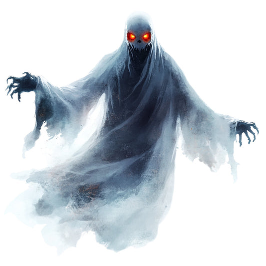 ghost, specter, supernatural, haunted, spooky, halloween, ice blue, gray, white, misty, ethereal, translucent, glowing eyes, creepy, dark, moody, atmospheric, paranormal, spirit, eerie, winter, cold, mysterious, gothic, horror, fantasy, dark fantasy, glowing red eyes, undead