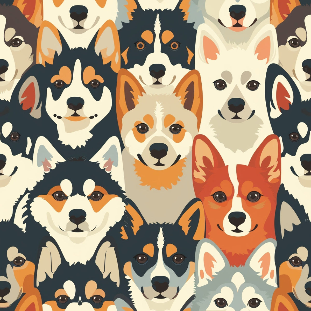 Furry Faces Pattern 3 Minky Fabric