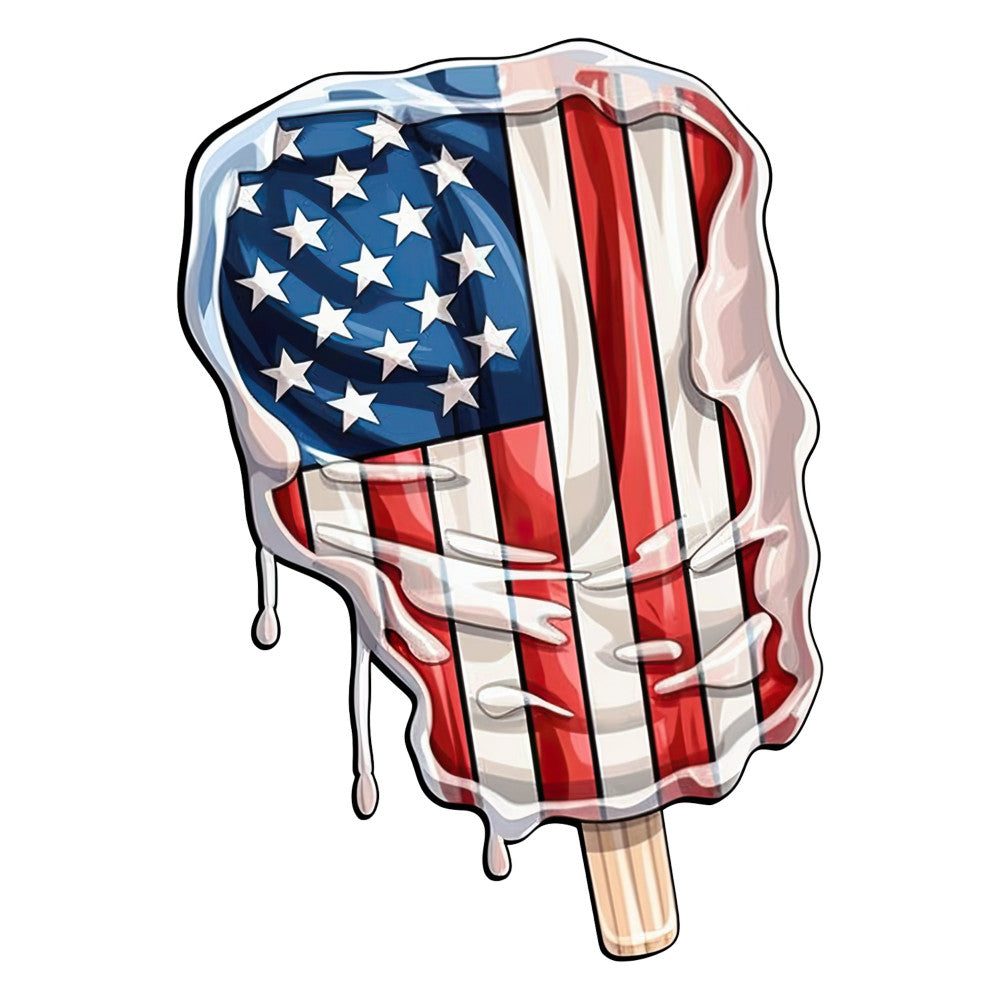 american flag, patriotic, red white and blue, stars, stripes, popsicle, ice cream, summer, fourth of july, independence day, dessert, novelty, whimsical, fun, playful, children, kids, bright colors, bold pattern, geometric, americana, festive, memorial day, patriotic theme, food novelty, colorful, vibrant