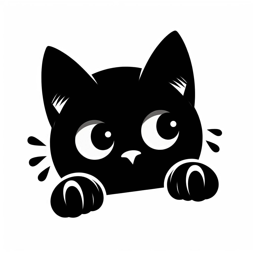 Peeking Black Cat Fabric Panel 3