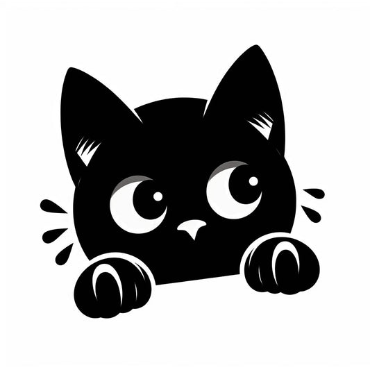 Peeking Black Cat Fabric Panel 3