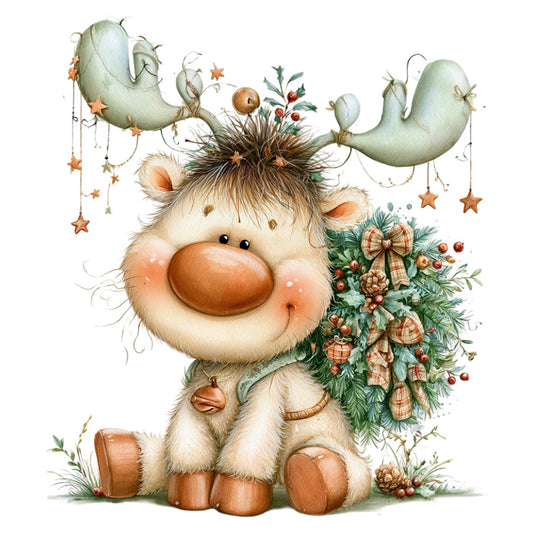 cream, tan, brown, rust, copper, sage green, forest green, warm earth tones, whimsical, cute, adorable, festive, holiday, christmas, winter, animals, creatures, fantasy, magical, stars, garland, wreath, bows, bells, nature, rustic, charming, children's, nursery, baby