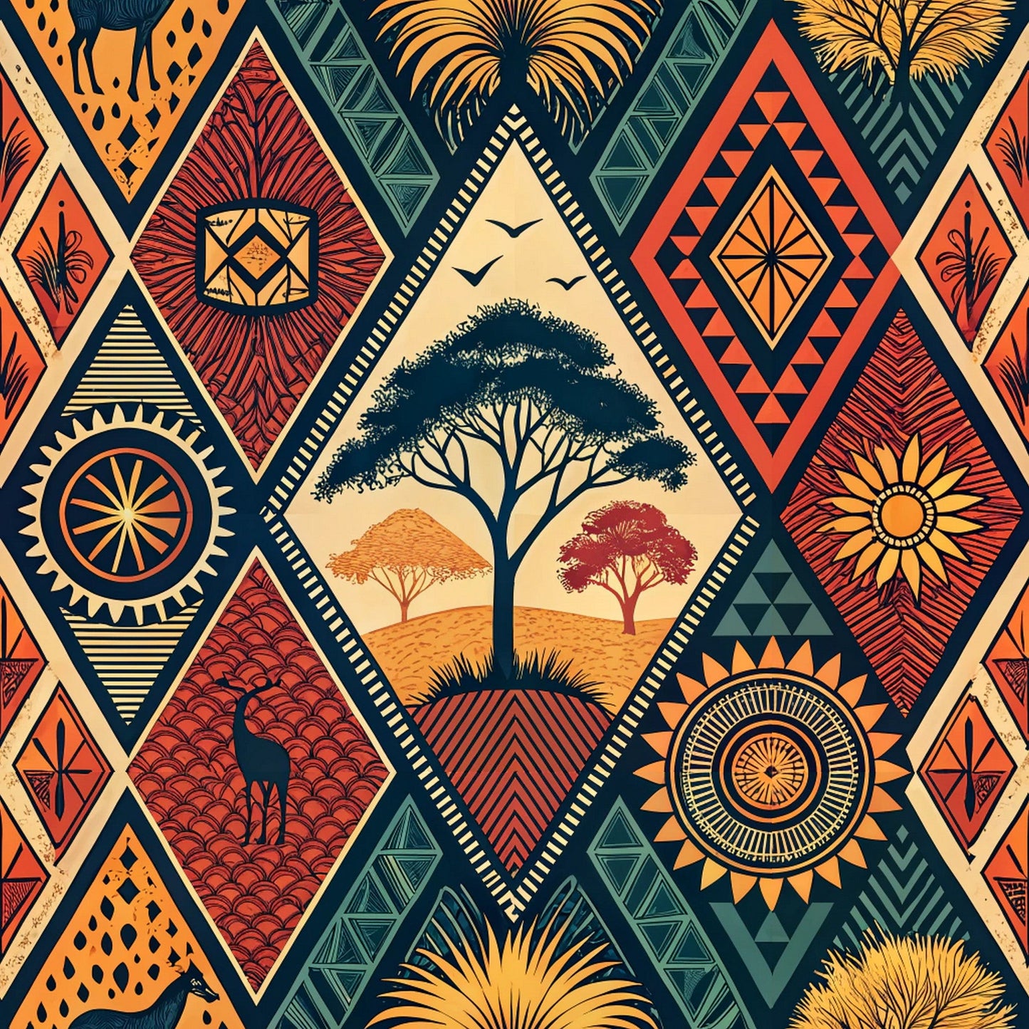 African Tribal Pattern 2 Quilting Cotton Fabric
