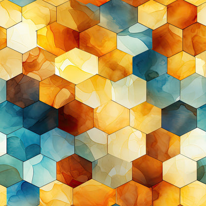 Painted Hexies Pattern 4 Minky Fabric