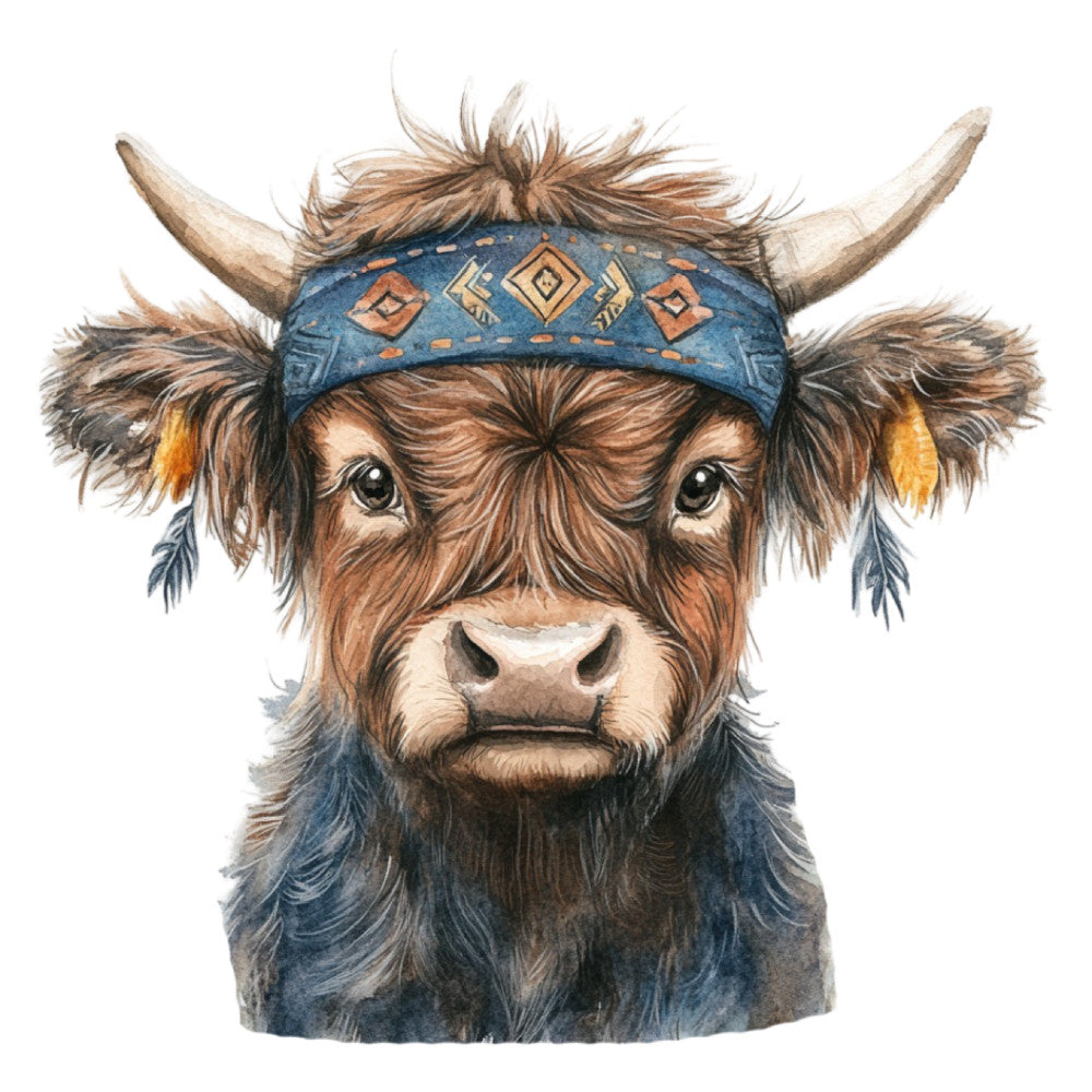 Cute Western Highland Cow Fabric Panel 18