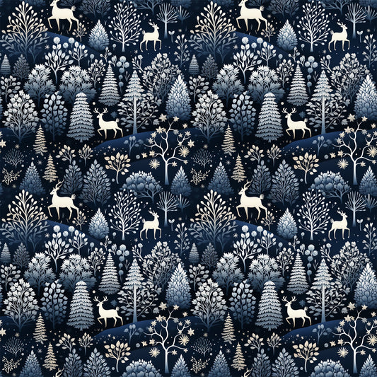 Delft Blue Winter Pattern 11 Quilting Cotton Fabric