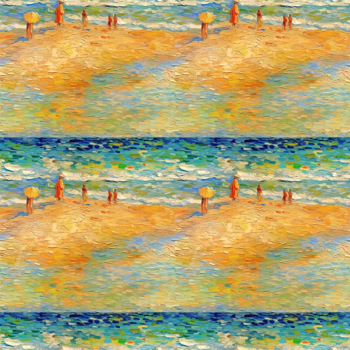 Impressionist Seaside Pattern 9 Minky Fabric