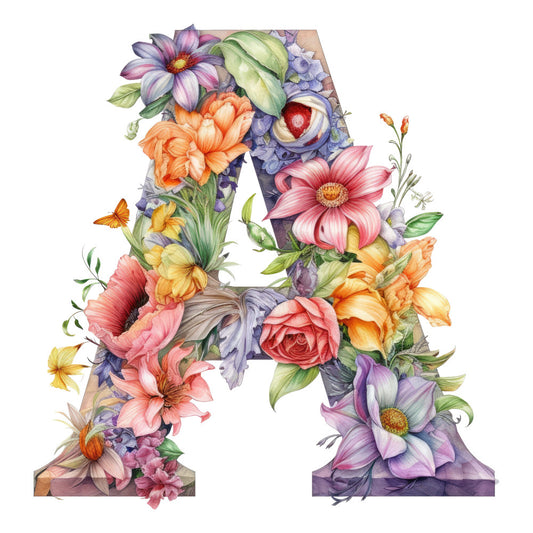 Alphabet Flowers Fabric Panel 5