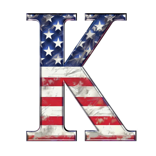 Grunge American Flag Alphabet Fabric Panel 18