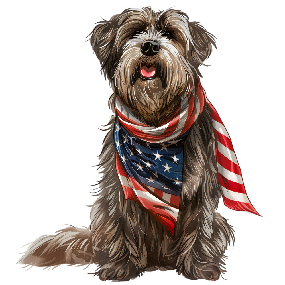 Dogs with American Flag Fabric Panel 1