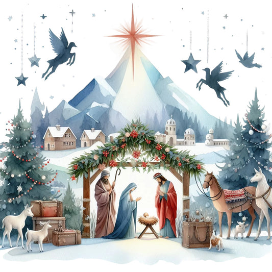 Detailed Christmas Nativity Scene Fabric Panel 28