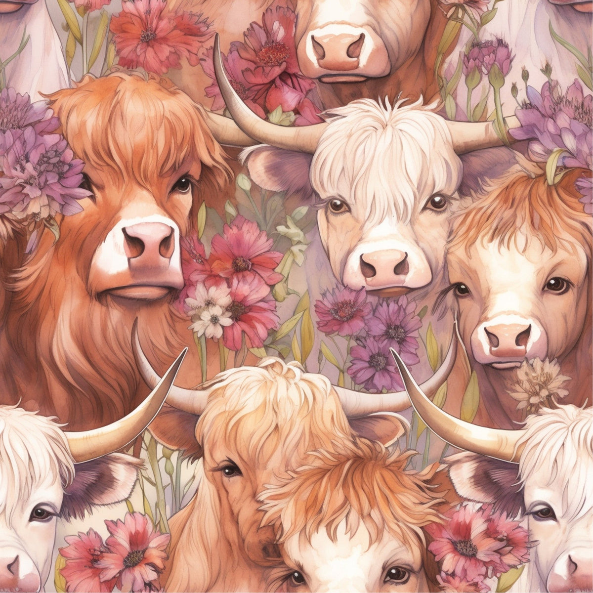 Blooming Bovines Pattern 17 Minky Fabric