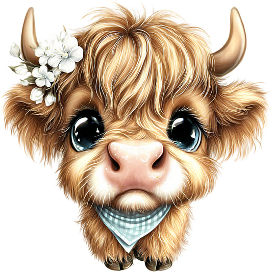 Adorable Highland Cows Fabric Panel 15