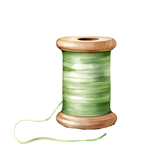 spool of thread, green thread, wooden spool, craft supplies, sewing thread, vintage sewing, embroidery thread, needle and thread, spring green, lime green, sage green, light green, nature themed, farmhouse style, rustic style, vintage style, craft themed, sewing room decor, quilting supplies, diy crafts, handmade, cottage core, traditional style, crafting motifs, thread spool print, retro style, nostalgic, hobby themed