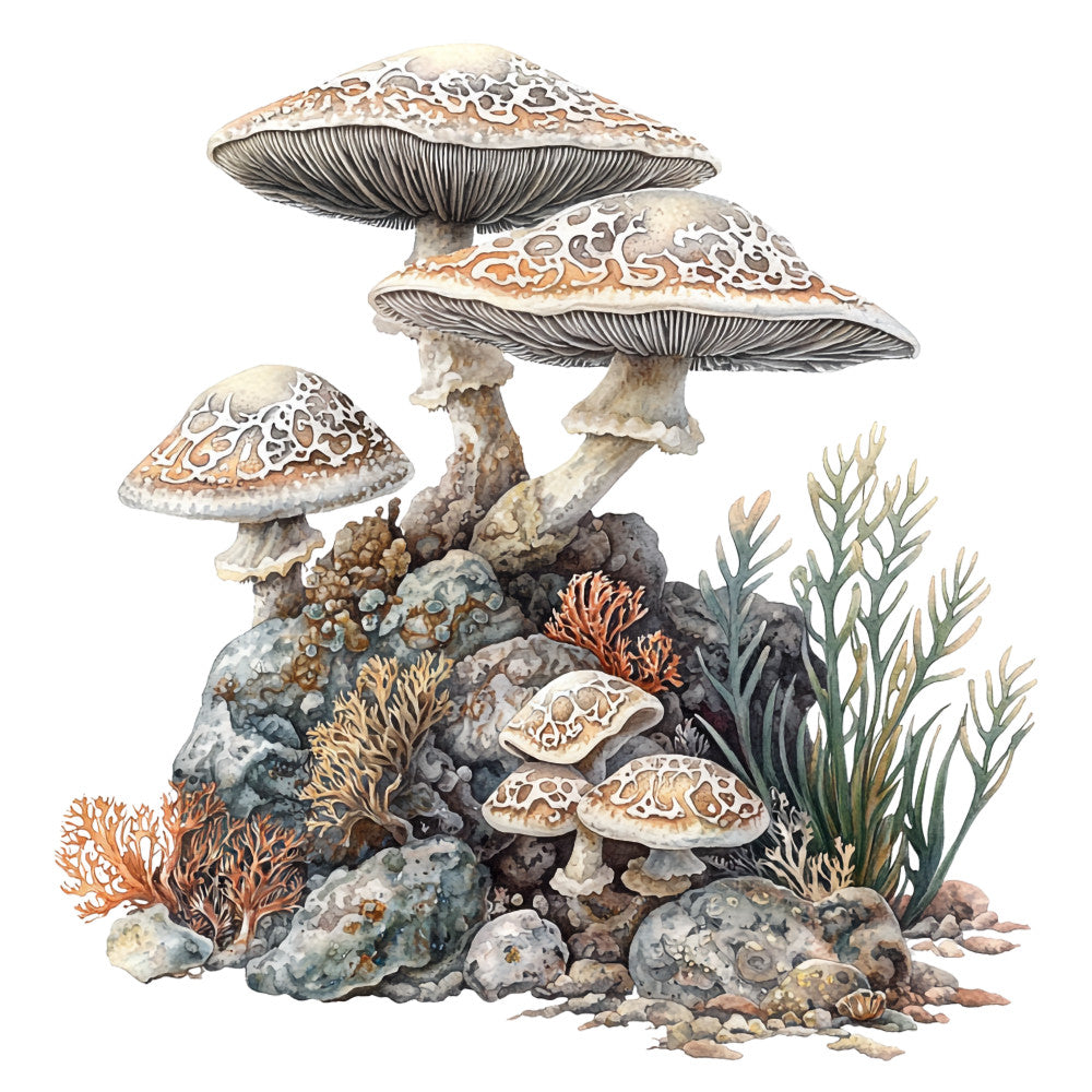 Underwater Mushrooms Fabric Panel 6