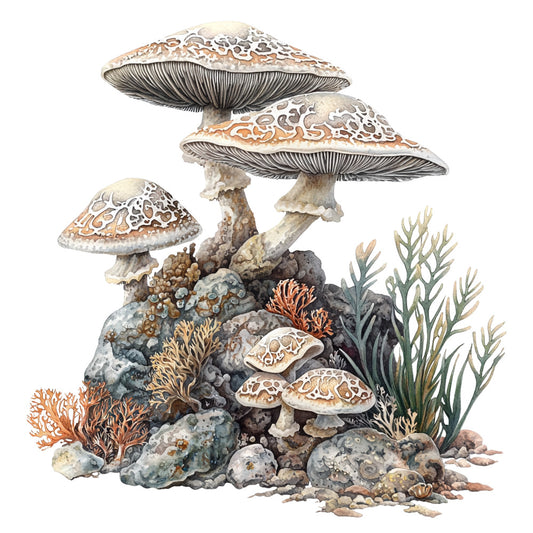 Underwater Mushrooms Fabric Panel 6
