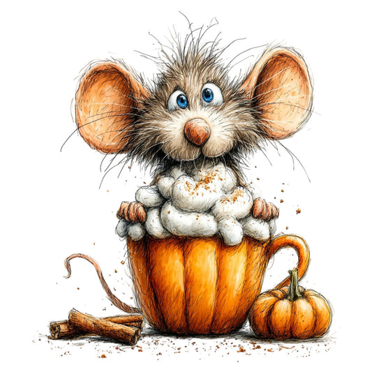 autumn, fall, halloween, pumpkin, mouse, rat, whimsical, cute, adorable, children's, baby, cream, orange, brown, tan, cinnamon, woodland, forest animals, rustic, playful, seasonal, harvest, thanksgiving, cinnamon sticks, pumpkins, nature, storybook, illustration, character design