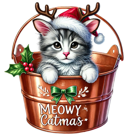 Meowy Christmas Fabric Panel 5