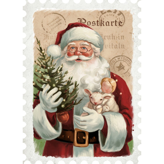 Vintage Christmas Postage Fabric Panel 10
