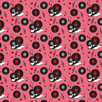 50s Black and Red Diner Pattern 16 Quilting Cotton Fabric