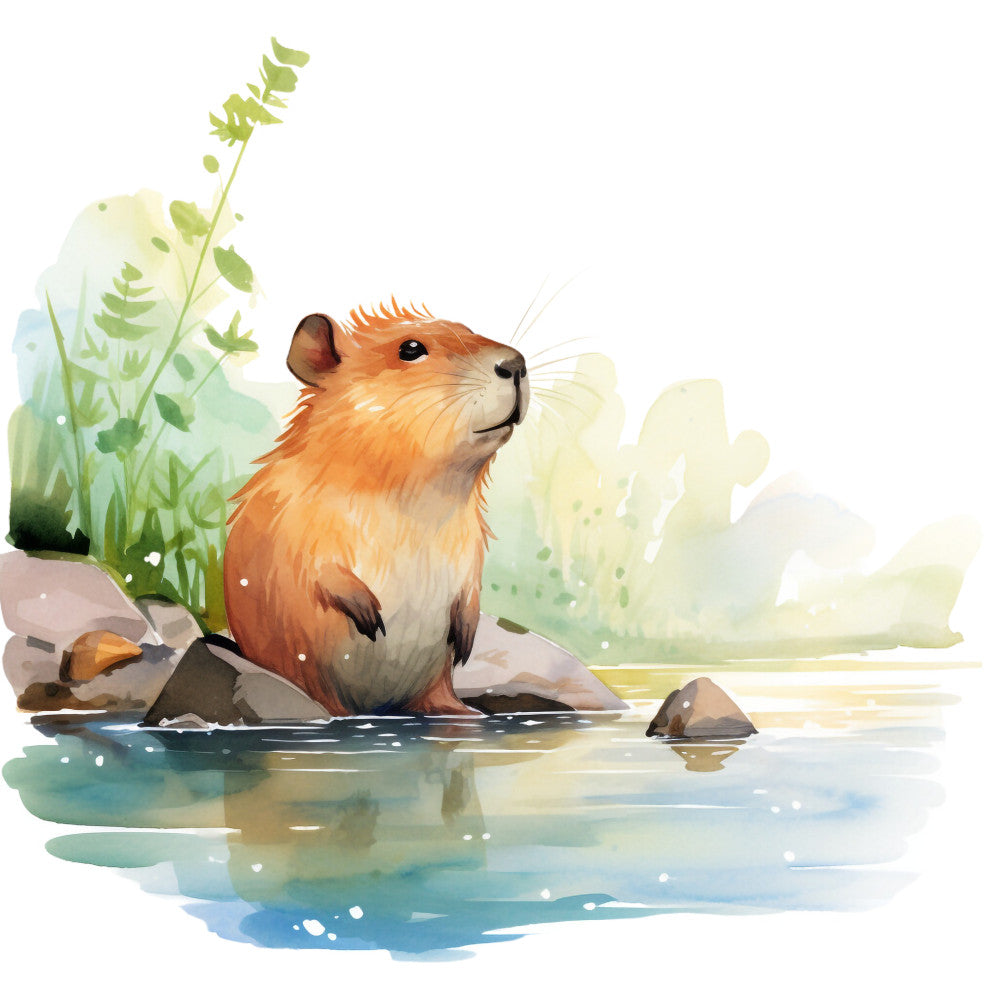 Watercolor Capybaras Fabric Panel 5