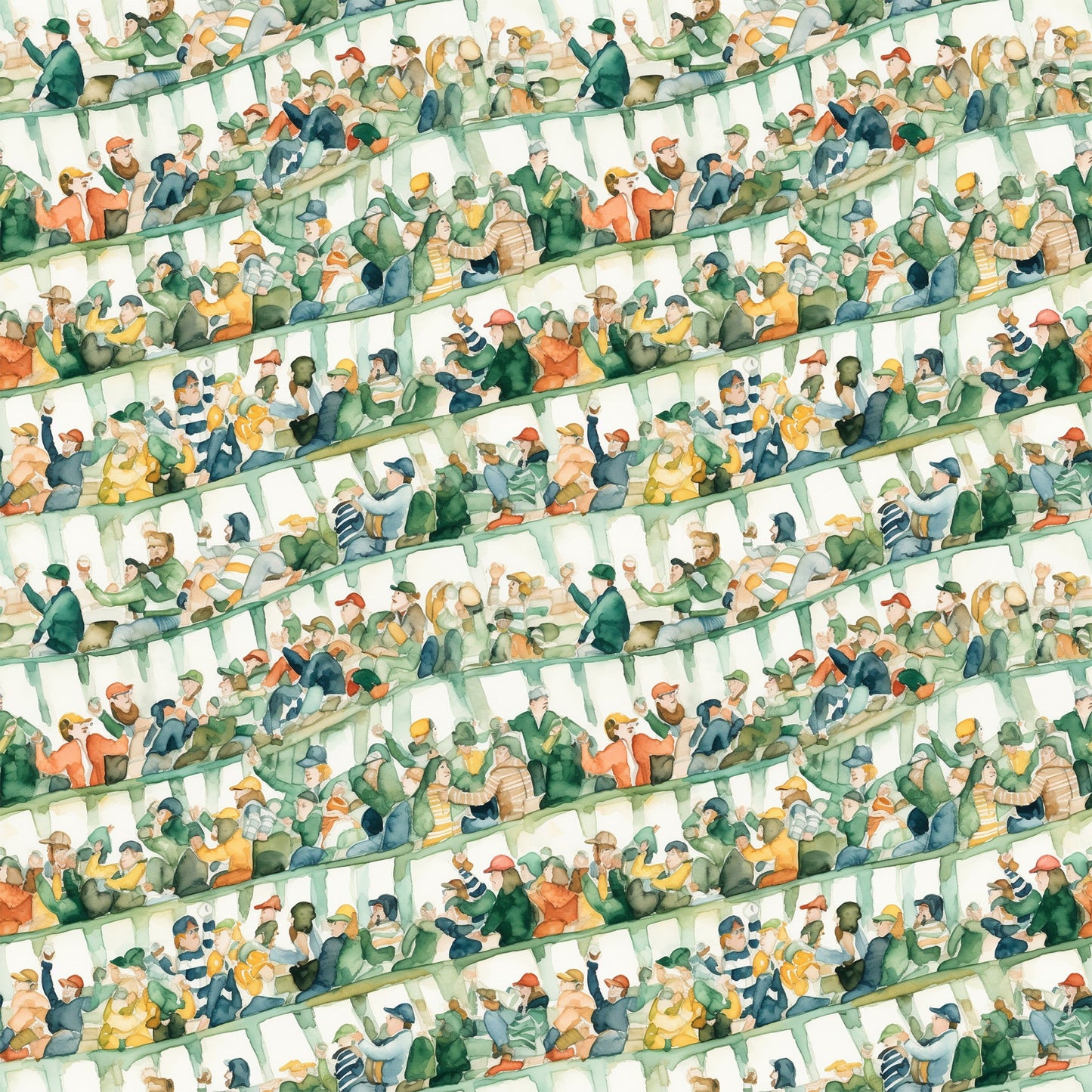 Watercolor Football Pattern 6 Quilting Cotton Fabric