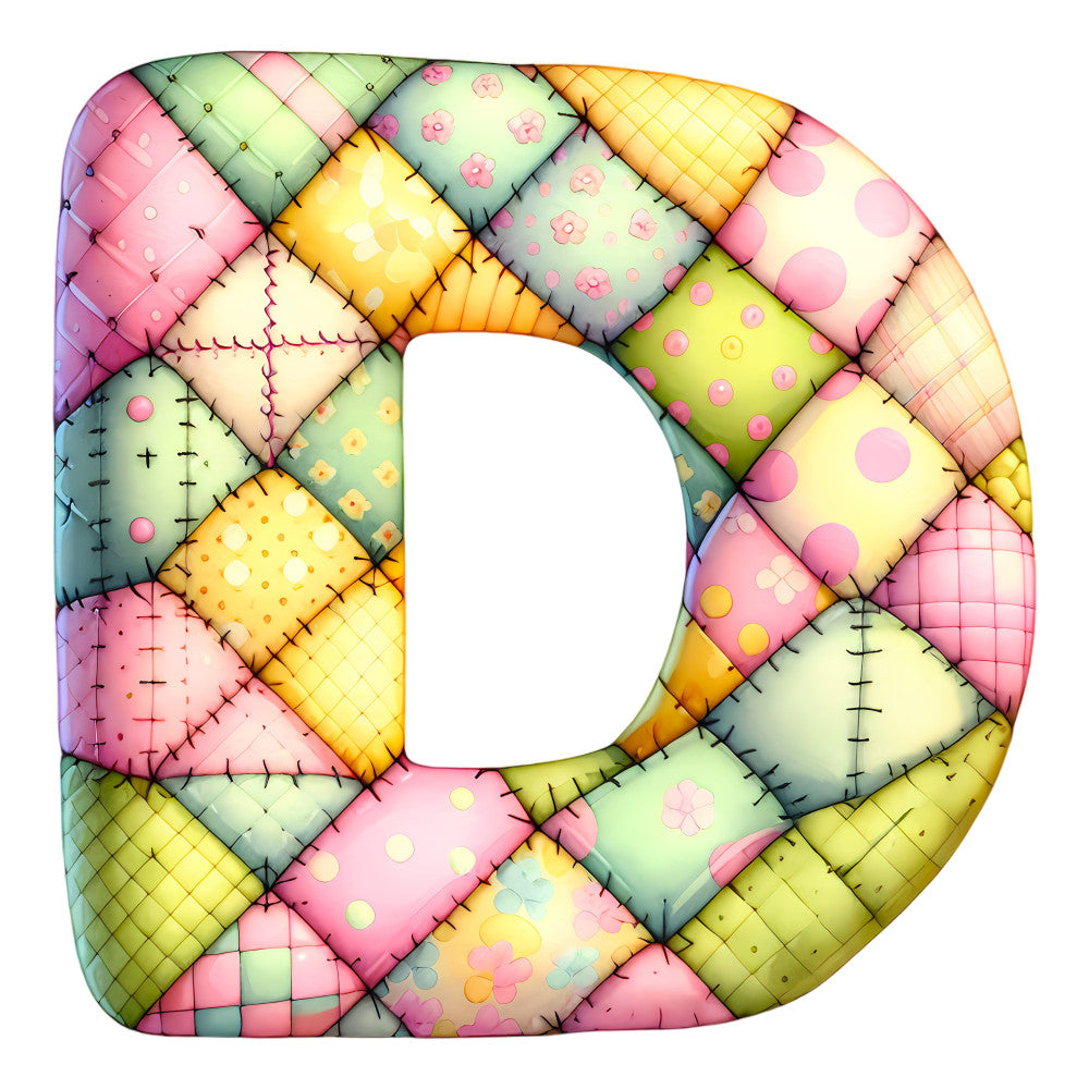 pastel pink, soft yellow, mint green, pale blue, lavender, polka dots, floral, geometric, patchwork, quilted, stitched, whimsical, cheerful, playful, baby quilt, nursery, spring, summer, cottage core, traditional quilt, hand-stitched look, multi-color, colorful, embellished, dimensional, soft pastels, girly, sweet, charming, alphabet blocks