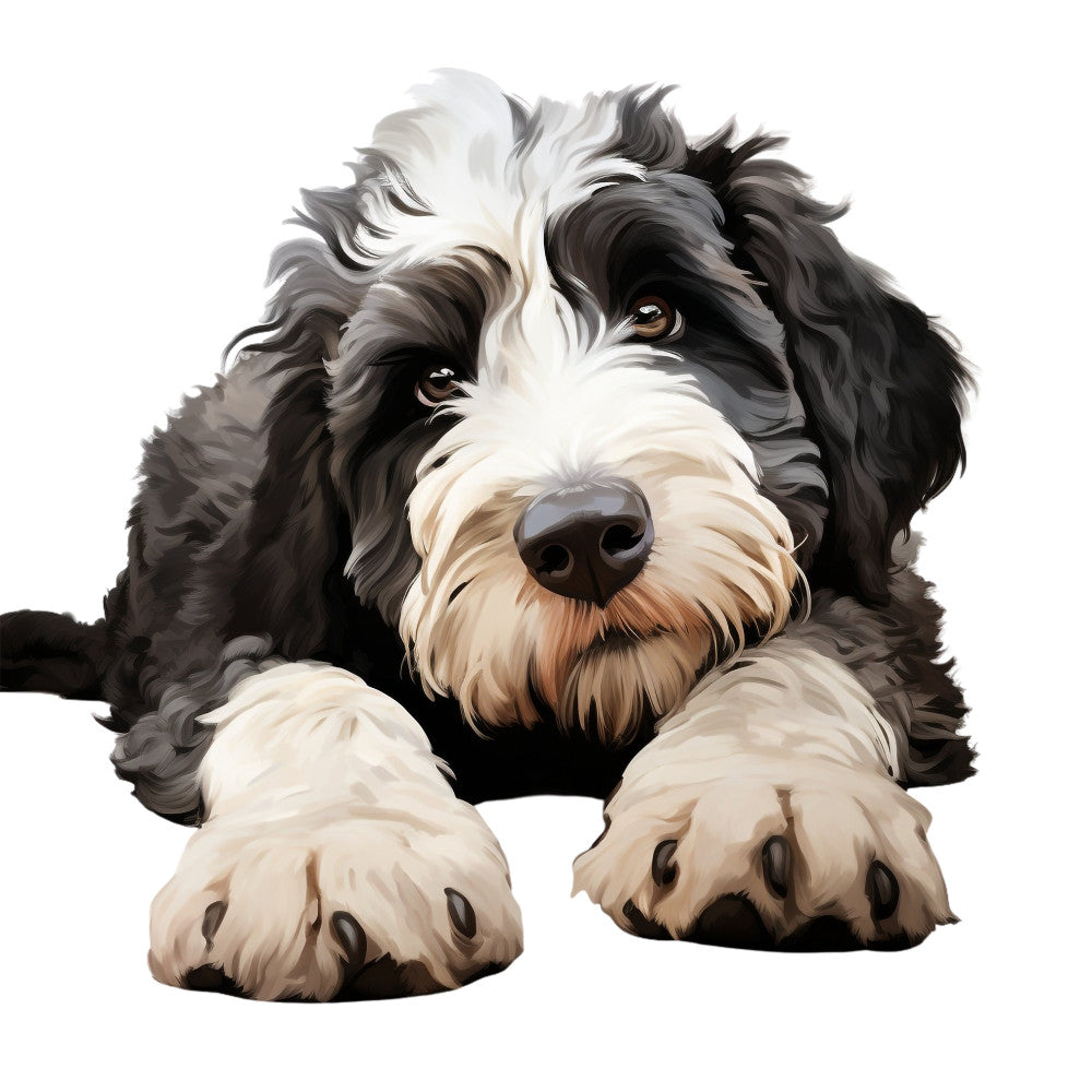 black and white dog, shih tzu, dog portrait, puppy, cute animals, pet lovers, animal themed, dog face, fluffy dog, long haired dog, black and cream, white and tan, adorable pets, whimsical animals, children's fabric, playful style, friendly dog, dog illustration, furry friends, pet quilting, animal lovers, family friendly, cute puppy face, gentle animals, companion animals, realistic animal art, dog breed, decorative animals