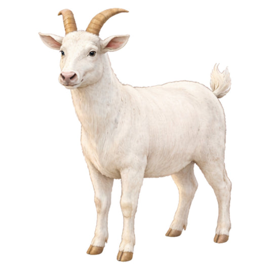 cream goat, white goat, ivory goat, tan goat, farm animals, farmhouse, rustic, country, livestock, goat motif, horns, realistic animals, natural colors, beige, cream, tan, pastoral, agricultural, barn animals, domesticated animals, animal panel, cute animals, whimsical, traditional, nature themed, rural, countryside, farm themed
