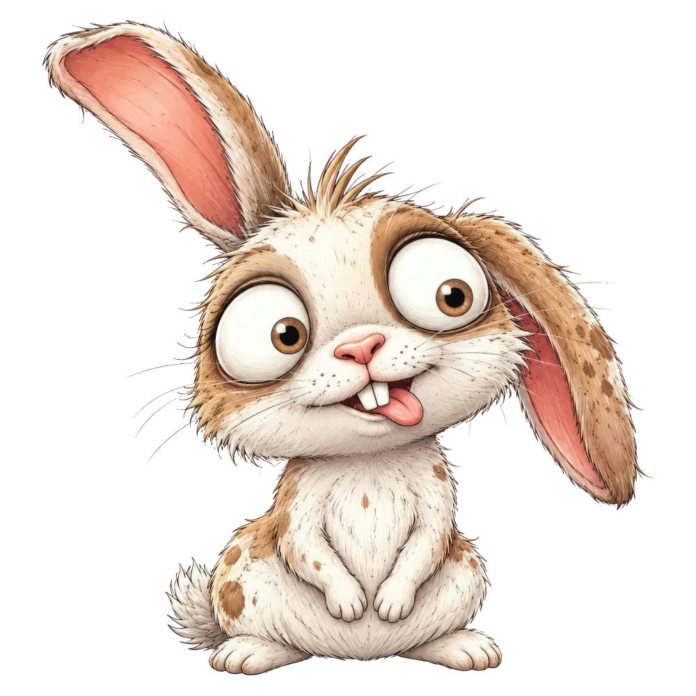 brown and white, coral pink, tan, cream, cute animals, bunny, rabbit, cartoon, whimsical, playful, children's, kids, baby, spring, cheerful, funny expression, tongue out, big eyes, animal characters, nursery, baby quilt, wall art, children's bedding, modern whimsical, playful design, illustration style, character panel, adorable creatures, fun prints, pet themed