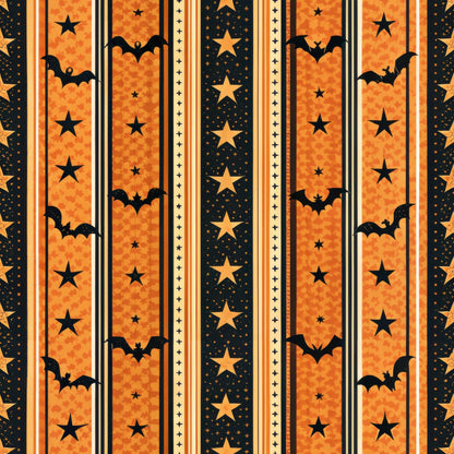 Halloween Gingham and Stripes Pattern 3 Quilting Cotton Fabric