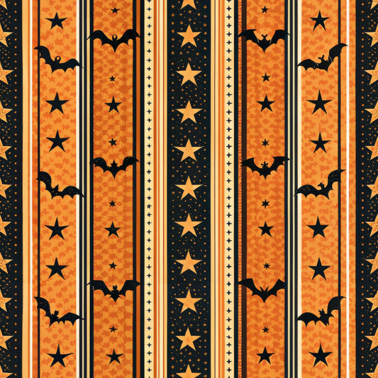 Halloween Gingham and Stripes Pattern 3 Quilting Cotton Fabric