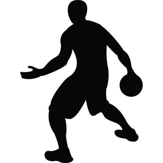 basketball, sports, silhouette, athletic, black, solid black, modern, contemporary, games, team sports, dribble, player, action, dynamic, masculine, youth, recreation, gym, court, street ball, urban, casual wear, apparel, sporty, high contrast, bold design, iconic, fitness