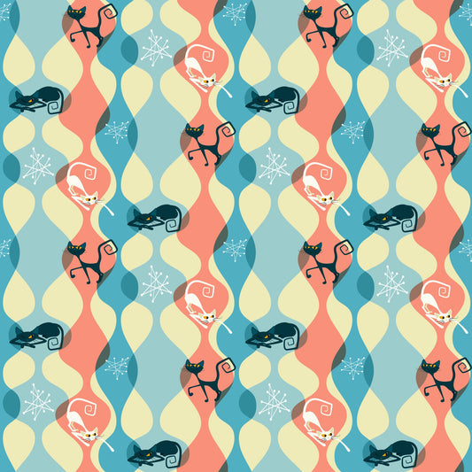 Atomic Kitty Pattern 8 Quilting Cotton Fabric