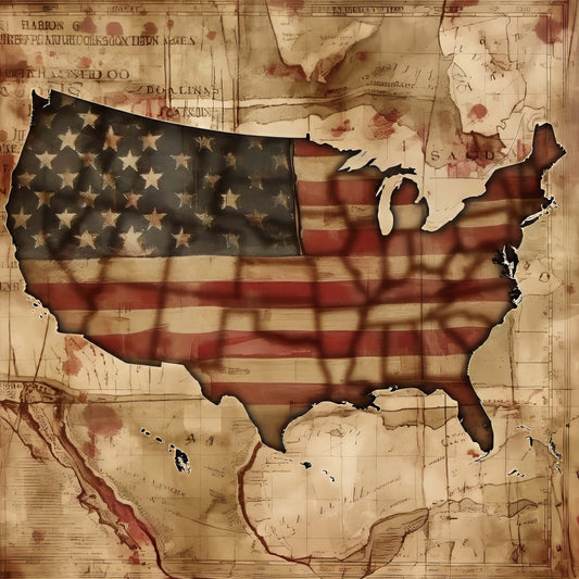american flag, vintage map, patriotic, red white blue, cream, tan, beige, aged, distressed, antique, stars, stripes, historical, americana, rustic, heritage, traditional, nostalgic, geography, old world, weathered, grunge, americana quilt, wall hanging, home decor, independence day
