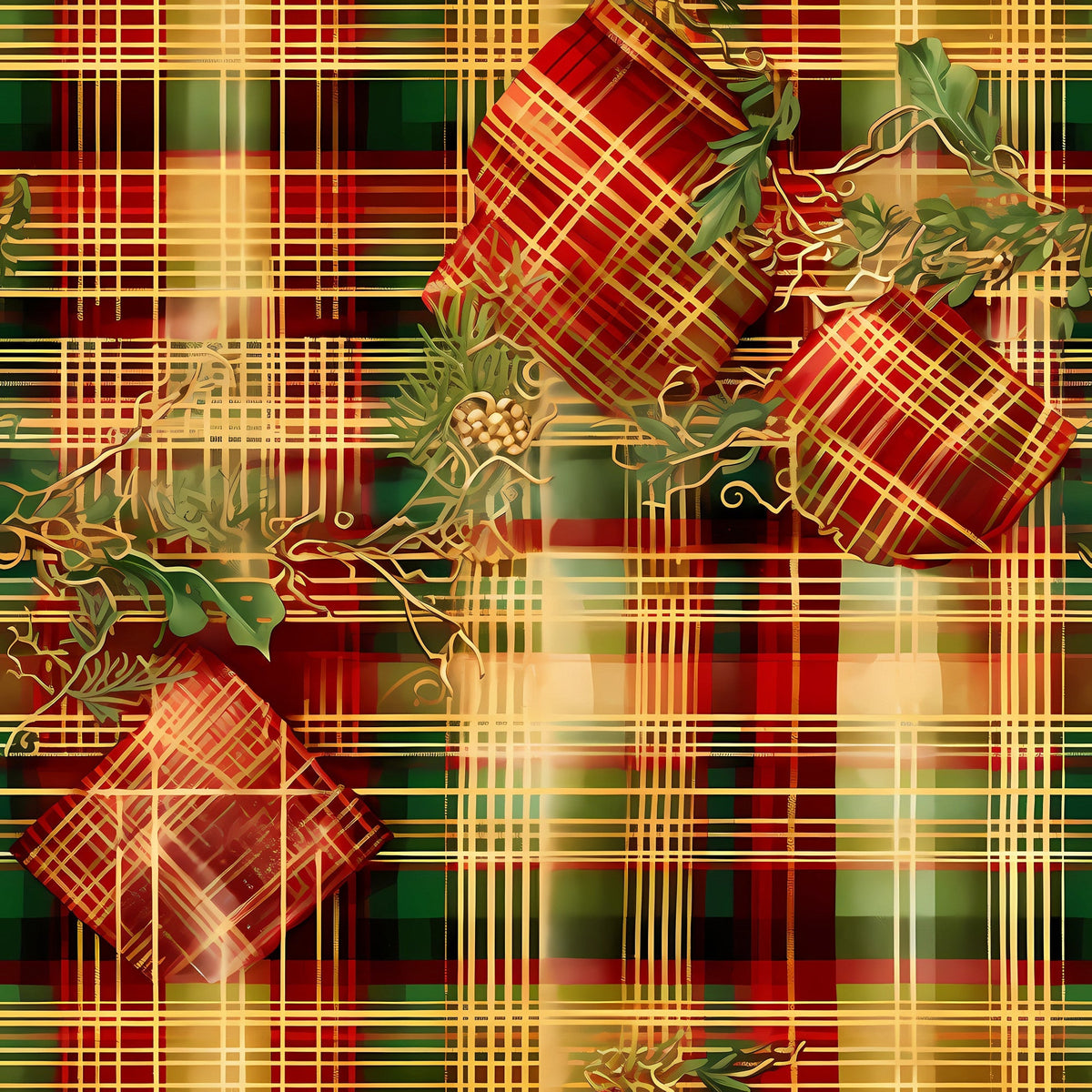 Gilded Tartan Blooms Pattern 16 Minky Fabric