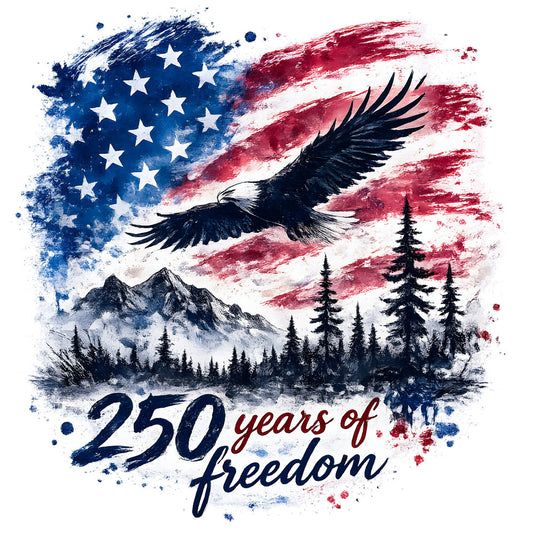 navy blue, white, burgundy red, patriotic, american flag, bald eagle, mountains, forest, pine trees, wilderness, nature, landscape, abstract, watercolor, splatter, freedom, liberty, independence day, fourth of july, 250 years, commemorative, rustic, modern, memorial, heroic, majestic, eagle motif, mountain scenery, woodland, patriot themed